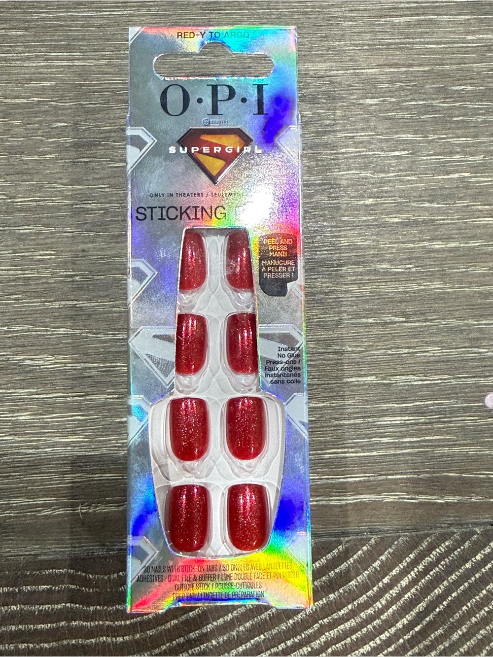 NWT limited edition OPI “Red-y to Argo” Glitter short length Press-On Nails